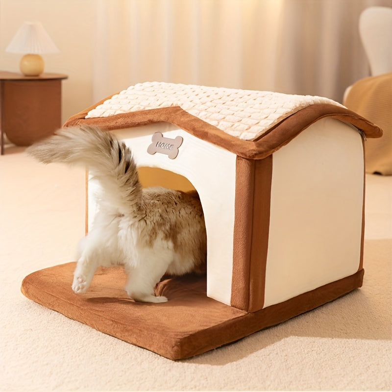 Cozy -Style Cat & Dog House with Roof - \u002FOutdoor Pet Villa Suitable for Cats and Small Dogs, No Assembly Required, Year-Round Shelter