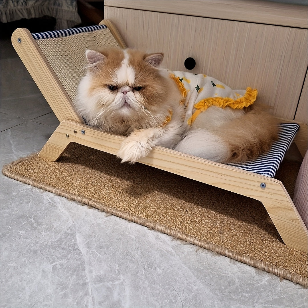 Seasonal Sisal Cat Hammock Bed - Pet Lounger with Scratching Post, Beach Chair Design for Cats, Durable and Comfortable Lounge Chair for Kittens - For Cats & Kittens - Perfect for Indoor & Outdoor Use - Ideal Gift for Cat Lovers