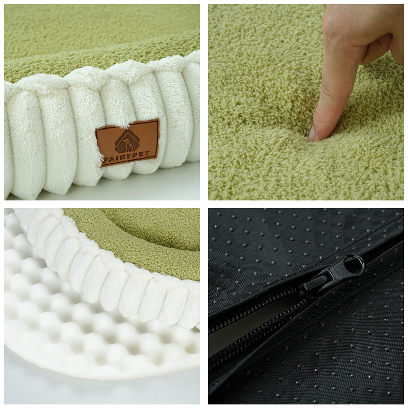 Autumn and Winter Oval Fresh Color Pet Bed Removable Washable Dog Bed Cat Bed Home Comfortable Pet Supplies