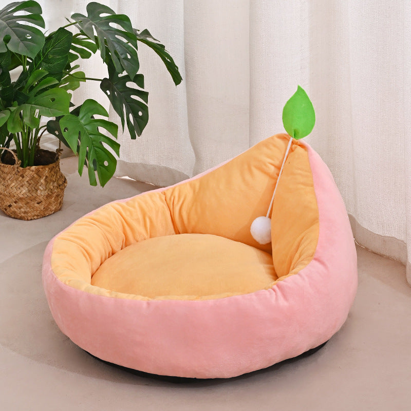 Wholesale Avocado-Shaped Cat Bed & Suitable for Winter Warmth Semi-Enclosed Cat House\u002FDog Bed - Assembly Cozy Sleeping Nest for Pets, Compact Suitable for Cats and Small Dogs, Modern Decor