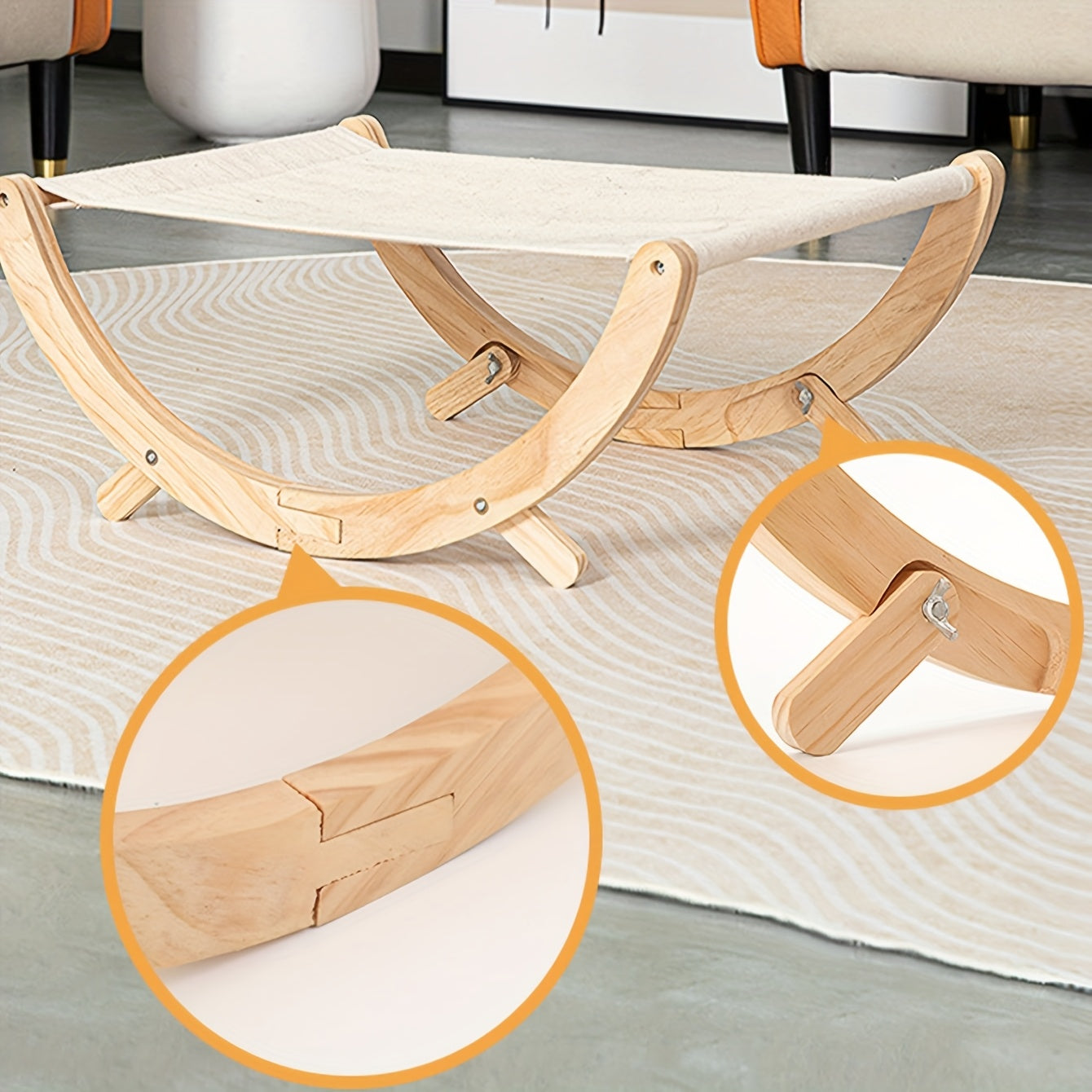 1pc of Solid Wood Cat Shaker Pet Nest, Foldable Cat Hammock, Stable And Non-Slip, Suitable for All Seasons - a Stylish Furniture Lounger, Calming Rocking Chair for Cats, And Elevated Cat Chair