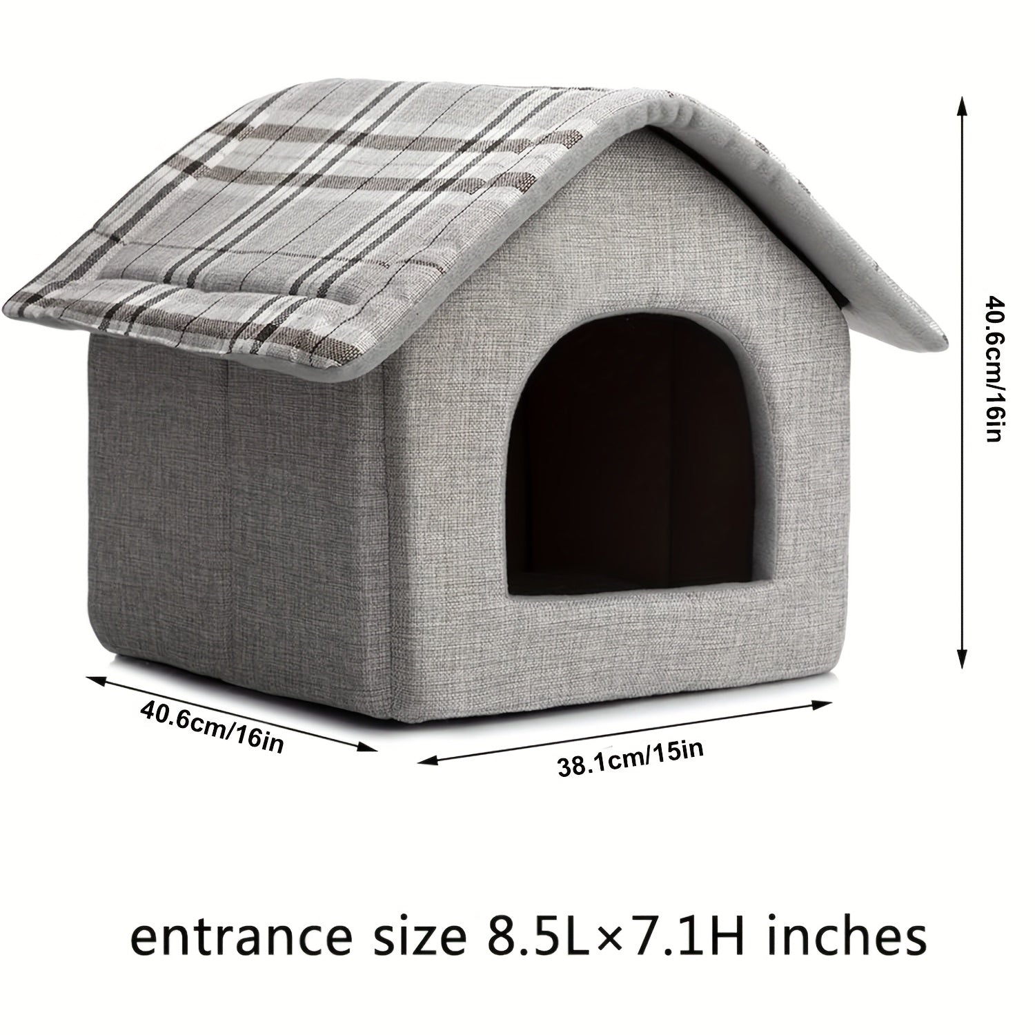 Cozy Pet Sleeping House, Warm Cave-Style Bed for Puppies And Cats, Light Grey Winter Nest for Cats, Suitable for All Seasons, Enclosed Kitten Bed with Removable Additions