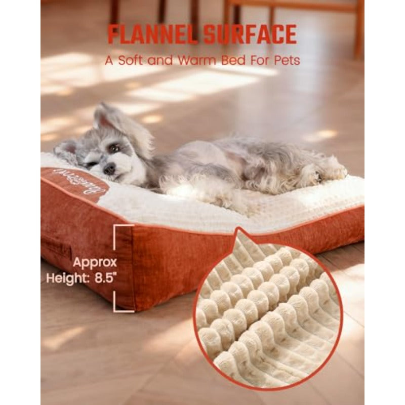 Large Dog Beds - Cozy Flat Pet Beds Featuring a Removable And Washable Cover, Orthopedic Foam Puppy Mat with Pillow, Ideal for Pets Weighing Up to 65 Lbs, Dimensions: 36''×24''×5''