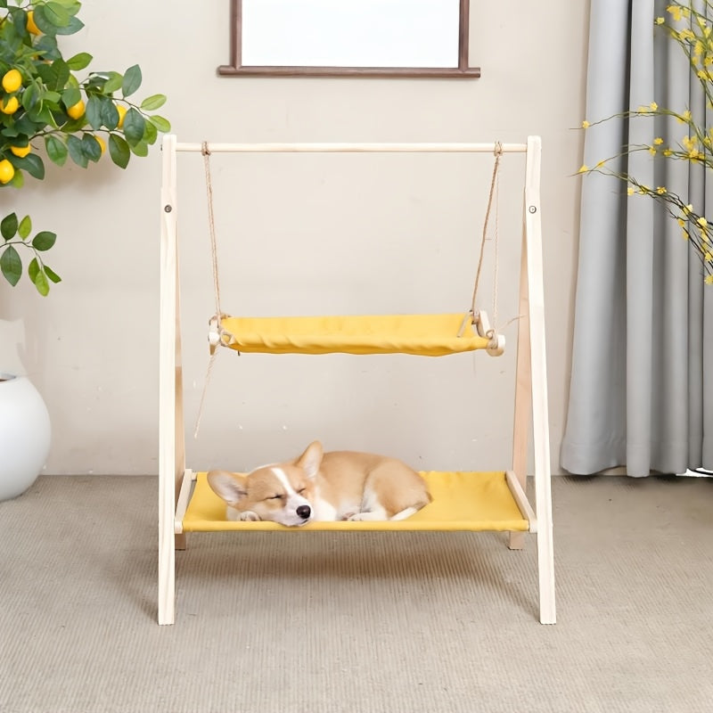Solid Wood Double-layer Cat Hammock, Pet Hammock, Double-layer Pet Cradle, Cat Swing, Upper And Lower Level Cat Bed, Suitable For All Seasons
