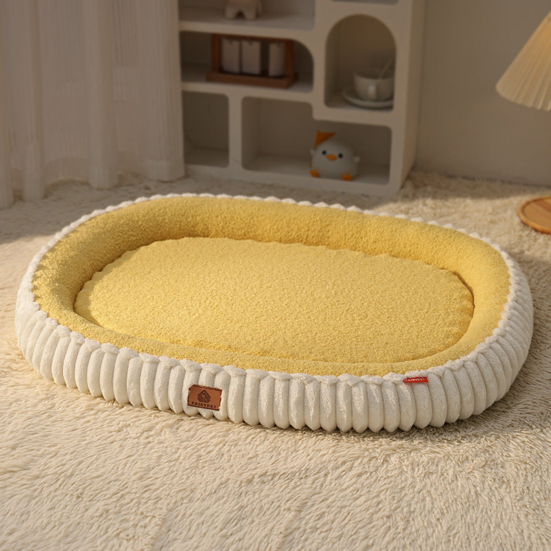 Autumn and Winter Oval Fresh Color Pet Bed Removable Washable Dog Bed Cat Bed Home Comfortable Pet Supplies