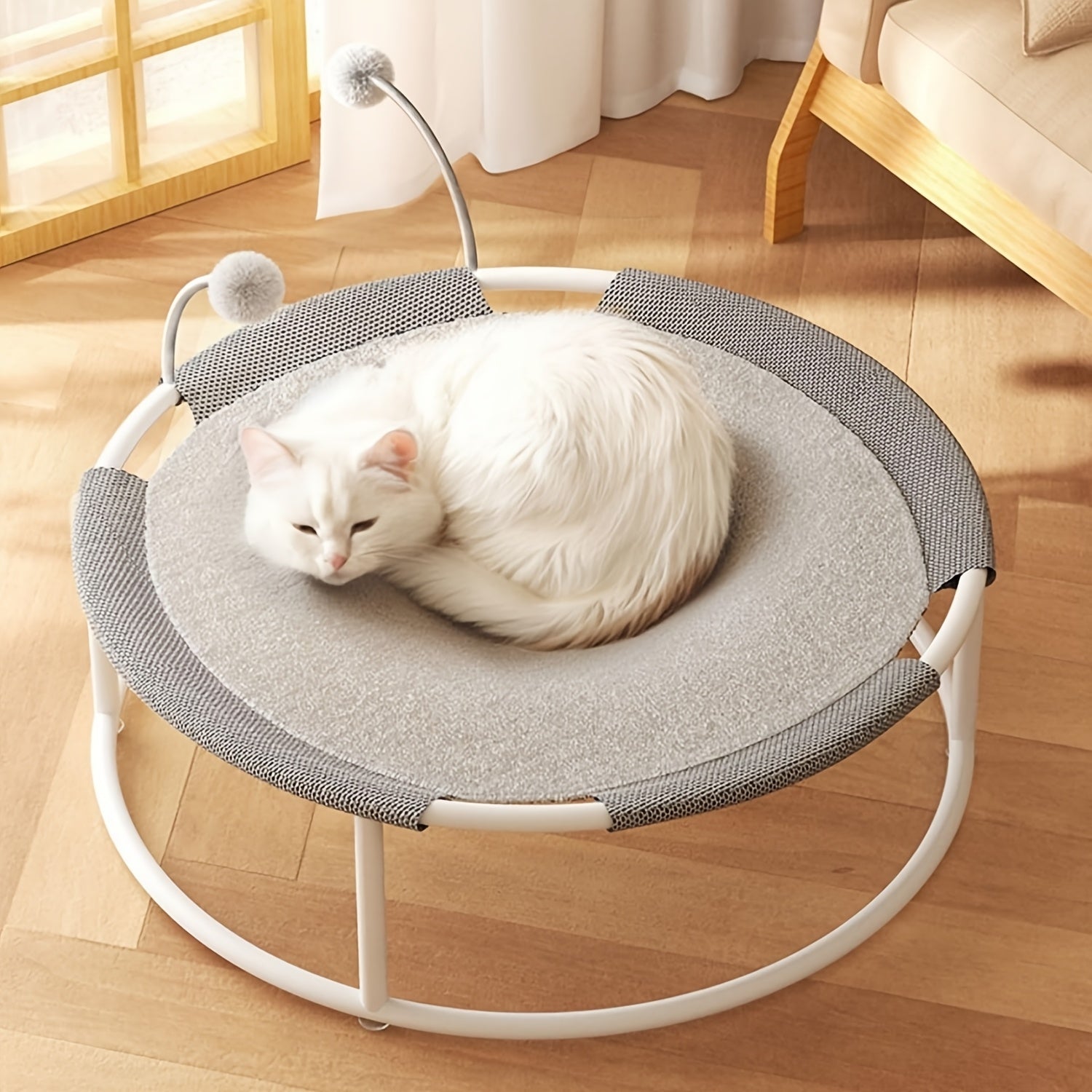 Cat Bed Dog\u002FPet Hammock Bed, Free-Standing Cat Sleeping Cat Supplies, All Seasons  Moisture-Proof Cat Hammock, Pet Supplies, Whole Wash Stable & Round Mesh Soft Breathable Easy Assembly Mesh Fabric Pet Cat Trampoline Indoors Outdoors
