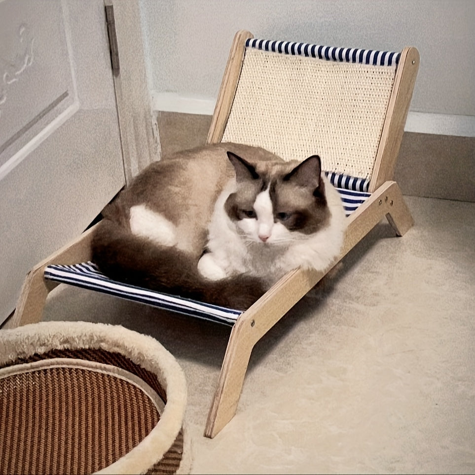 Seasonal Sisal Cat Hammock Bed - Pet Lounger with Scratching Post, Beach Chair Design for Cats, Durable and Comfortable Lounge Chair for Kittens - For Cats & Kittens - Perfect for Indoor & Outdoor Use - Ideal Gift for Cat Lovers