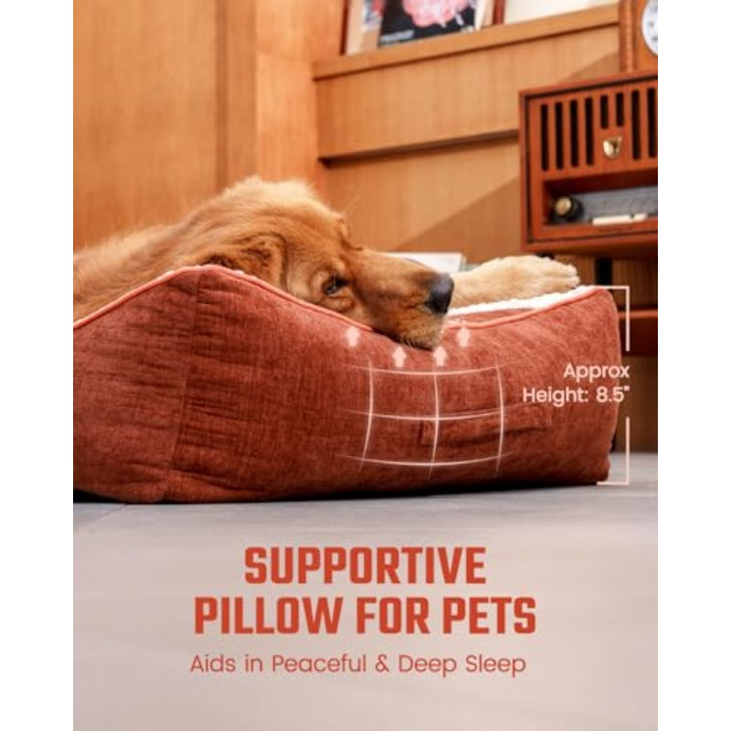 Large Dog Beds - Cozy Flat Pet Beds Featuring a Removable And Washable Cover, Orthopedic Foam Puppy Mat with Pillow, Ideal for Pets Weighing Up to 65 Lbs, Dimensions: 36''×24''×5''