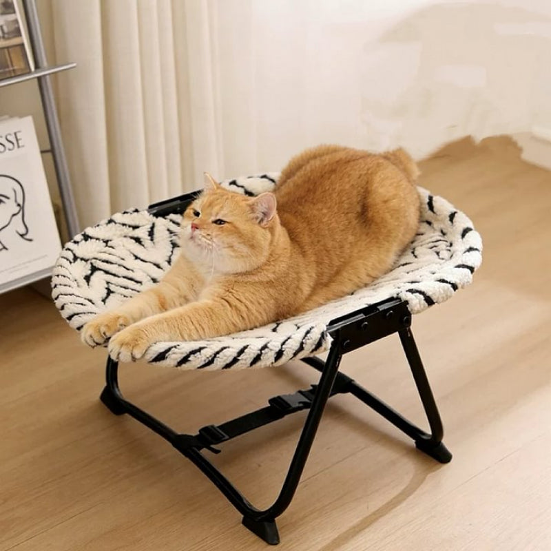 Elevated Pet Bed for Cats& Small Dogs, Foldable Raised Cat Cot with Washable Plush& Mesh Fabric, All-Season Breathable Pet Hammock Bed, Moisture-Proof Pet Sofa with Stable Metal Frame, 2 Colors Available