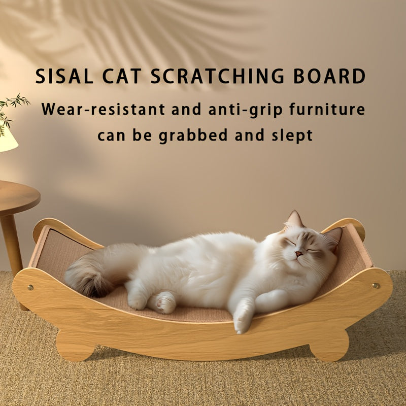 2-In-1 Cat Hammock And Scratching Board - a Dual-Purpose Cat Bed And Scratching Pad, Made of Durable Scratch-Resistant Materials, Space-Saving Design Suitable for Indoor And Outdoor Use - Pet Furniture for All Seasons