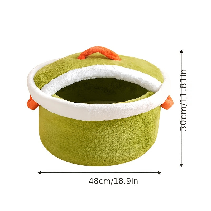 Modern Indoor Cat House with Plush Lining & Domed Roof - No Assembly Cozy Winter Warm Pet Bed