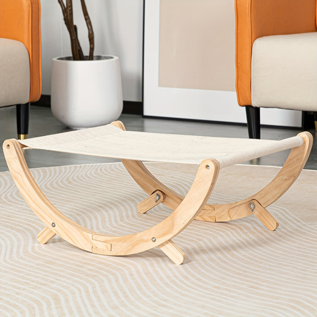1pc of Solid Wood Cat Shaker Pet Nest, Foldable Cat Hammock, Stable And Non-Slip, Suitable for All Seasons - a Stylish Furniture Lounger, Calming Rocking Chair for Cats, And Elevated Cat Chair