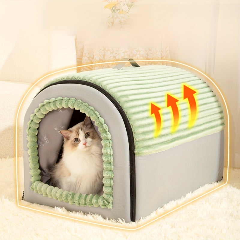 Four Season Universal Cat House, Enclosed Dog House, Tent, Cat Bed, Sense of Security, Winter Warmth, Detachable And Washable Dog Bed