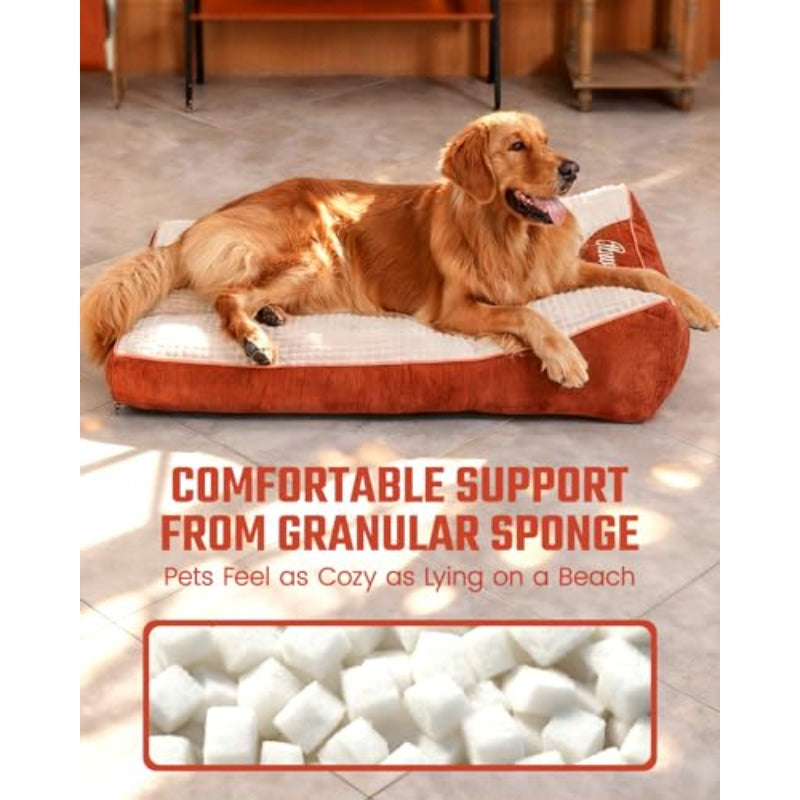 Large Dog Beds - Cozy Flat Pet Beds Featuring a Removable And Washable Cover, Orthopedic Foam Puppy Mat with Pillow, Ideal for Pets Weighing Up to 65 Lbs, Dimensions: 36''×24''×5''