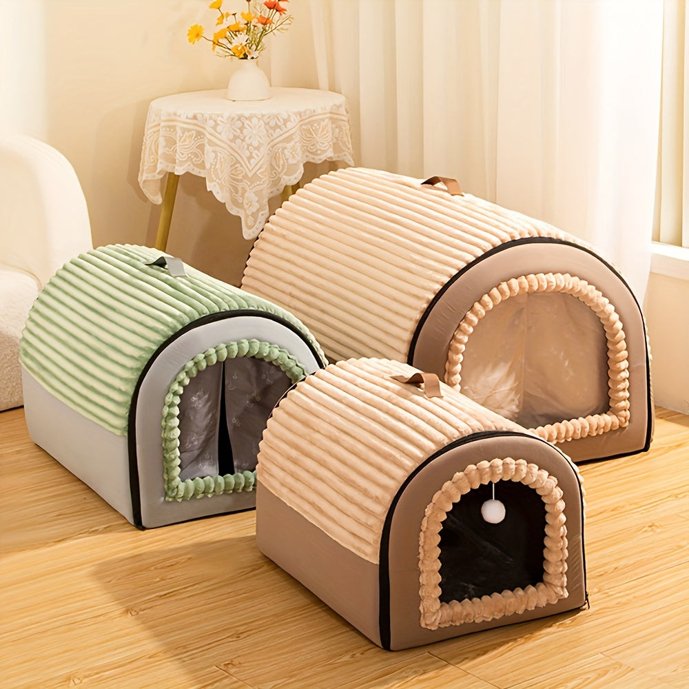 Four Season Universal Cat House, Enclosed Dog House, Tent, Cat Bed, Sense of Security, Winter Warmth, Detachable And Washable Dog Bed