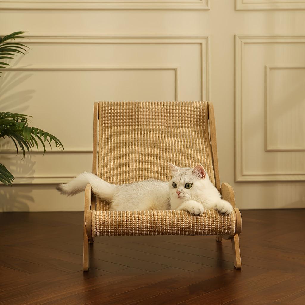 Oversized Cat Hammock Lounger - Constructed from Sturdy Nylon, This Year-Round Cozy Sofa Bed for Felines Includes a Scratching Pad