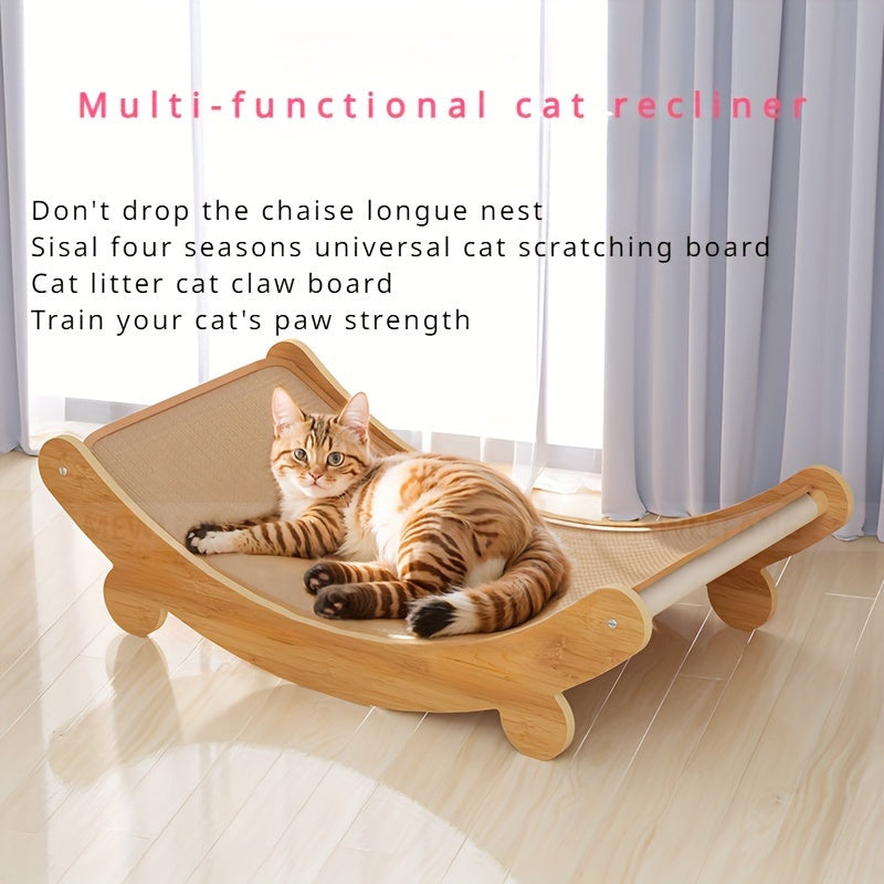 2-In-1 Cat Hammock And Scratching Board - a Dual-Purpose Cat Bed And Scratching Pad, Made of Durable Scratch-Resistant Materials, Space-Saving Design Suitable for Indoor And Outdoor Use - Pet Furniture for All Seasons
