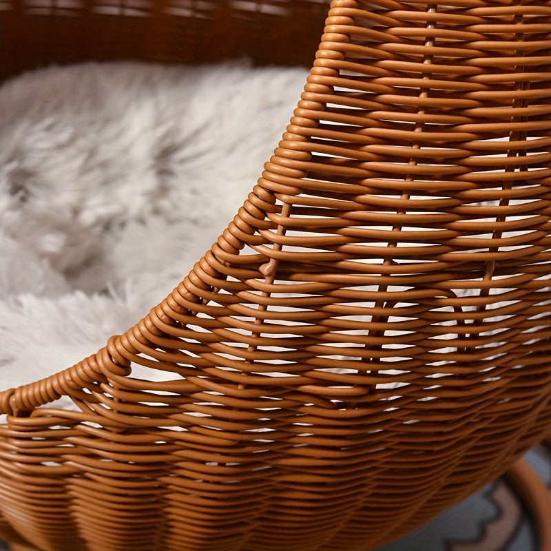 Large Hanging Basket Cat Bed Dog House • Dual-Season Pet Nest for Summer and Winter • Large Size Rattan Woven Swing Cat\u002FDog Hammock • All-Year-Round Mat with Washable Winter Creative Kennel