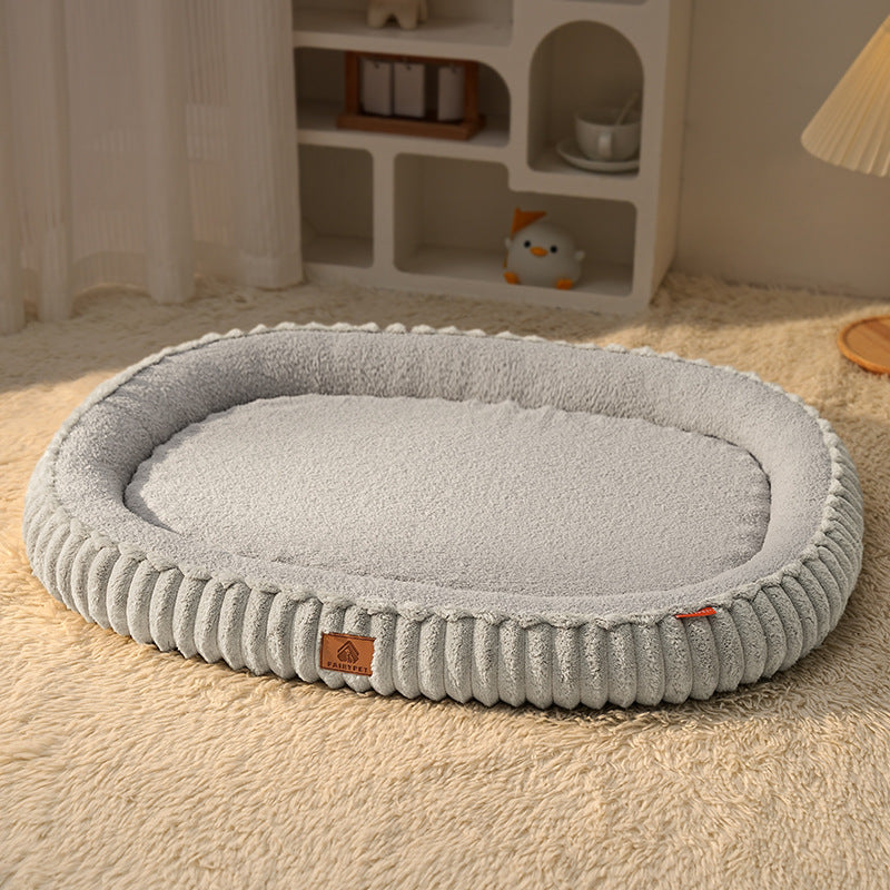 Autumn and Winter Oval Fresh Color Pet Bed Removable Washable Dog Bed Cat Bed Home Comfortable Pet Supplies