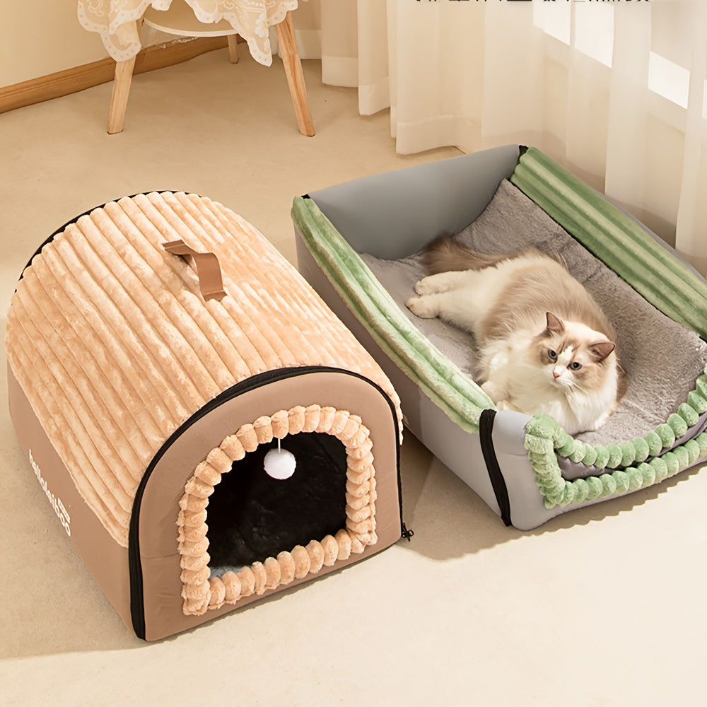 Four Season Universal Cat House, Enclosed Dog House, Tent, Cat Bed, Sense of Security, Winter Warmth, Detachable And Washable Dog Bed