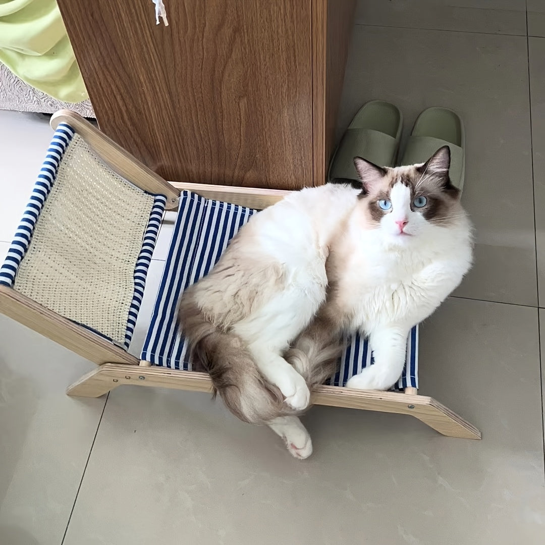 Seasonal Sisal Cat Hammock Bed - Pet Lounger with Scratching Post, Beach Chair Design for Cats, Durable and Comfortable Lounge Chair for Kittens - For Cats & Kittens - Perfect for Indoor & Outdoor Use - Ideal Gift for Cat Lovers