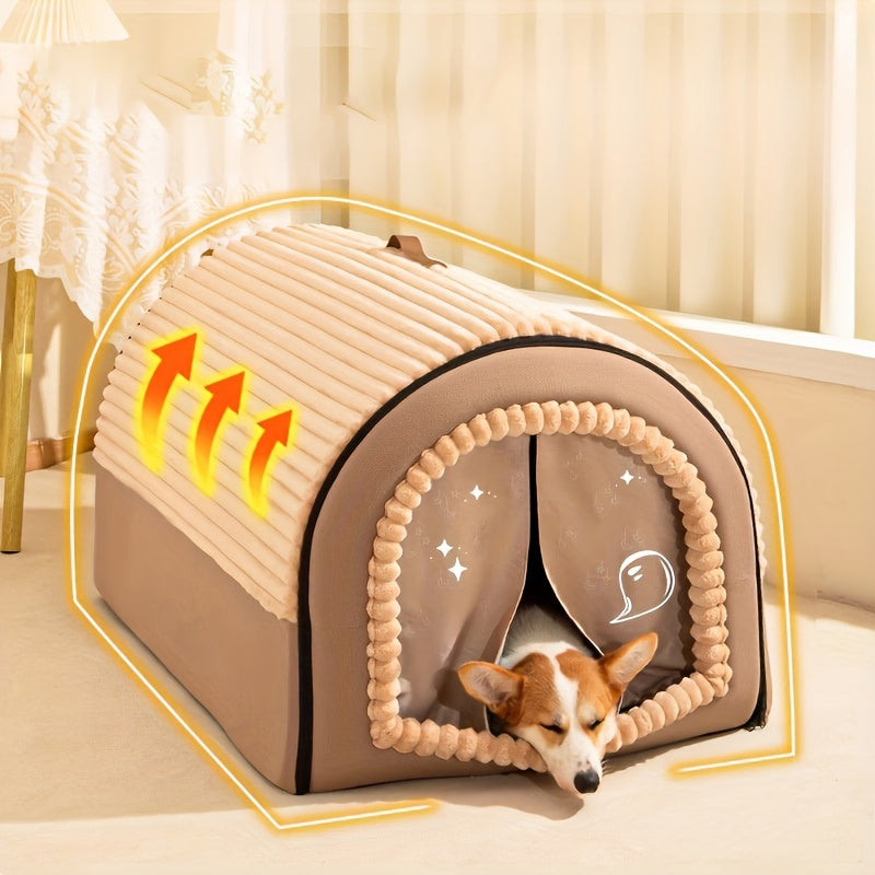 Four Season Universal Cat House, Enclosed Dog House, Tent, Cat Bed, Sense of Security, Winter Warmth, Detachable And Washable Dog Bed