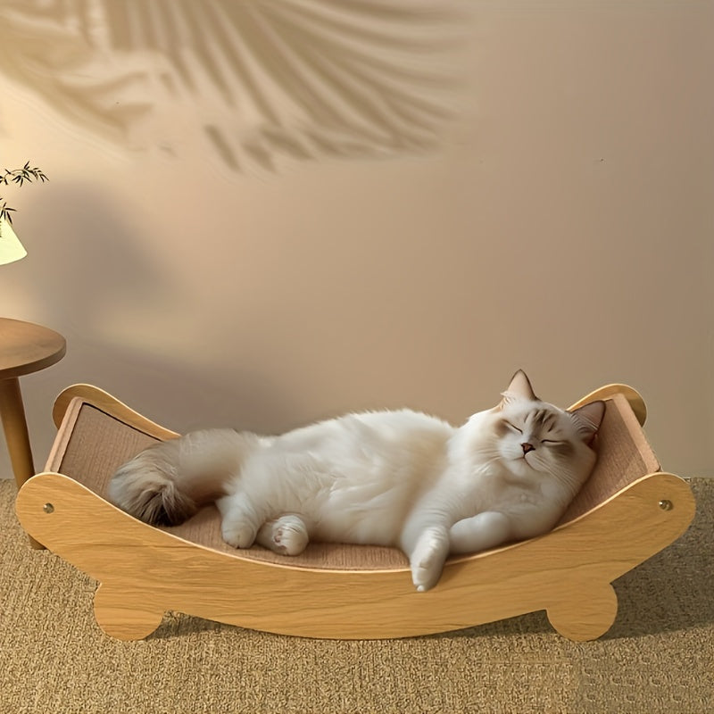 2-In-1 Cat Hammock And Scratching Board - a Dual-Purpose Cat Bed And Scratching Pad, Made of Durable Scratch-Resistant Materials, Space-Saving Design Suitable for Indoor And Outdoor Use - Pet Furniture for All Seasons