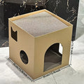 1pc Carton Cat Nest, Cat Scratching Board Cat Nest, Cat House, All- Season Closed Cat House, Wear- Resistant, Anti- Shedding, Anti- Scratch, Liberate Nature and Protect Sofa, Protect Furniture