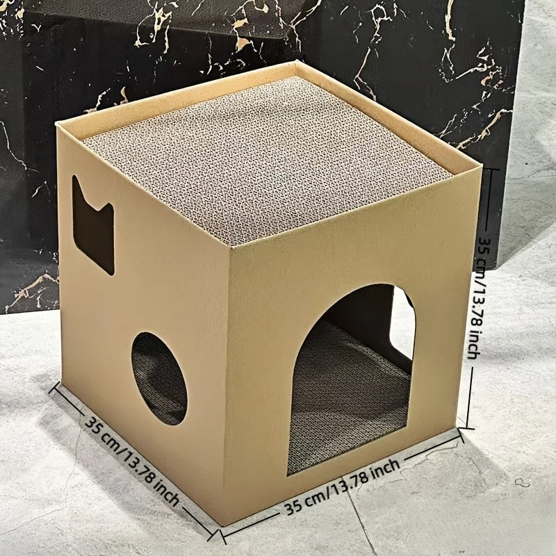 1pc Carton Cat Nest, Cat Scratching Board Cat Nest, Cat House, All- Season Closed Cat House, Wear- Resistant, Anti- Shedding, Anti- Scratch, Liberate Nature and Protect Sofa, Protect Furniture