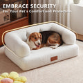 33.9-Inch Faux Pet Bed\u002FSofa with Leather Tag, Ideal for Cats And Dogs Weighing Up to 70 Pounds, Stylish White Cat Sofa Furniture, Perfect for Living Room And Bedroom