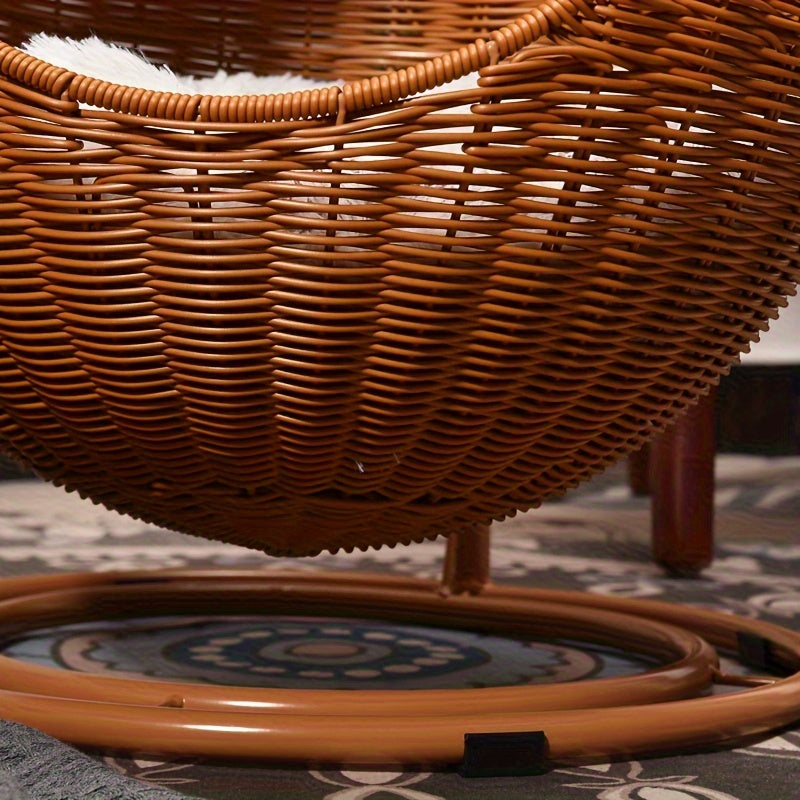 Large Hanging Basket Cat Bed Dog House • Dual-Season Pet Nest for Summer and Winter • Large Size Rattan Woven Swing Cat\u002FDog Hammock • All-Year-Round Mat with Washable Winter Creative Kennel