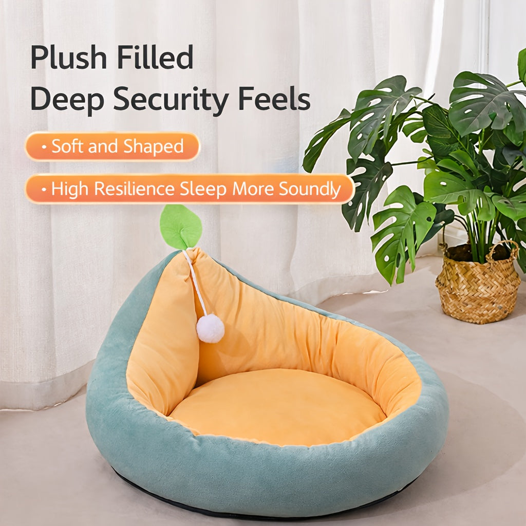 Wholesale Avocado-Shaped Cat Bed & Suitable for Winter Warmth Semi-Enclosed Cat House\u002FDog Bed - Assembly Cozy Sleeping Nest for Pets, Compact Suitable for Cats and Small Dogs, Modern Decor
