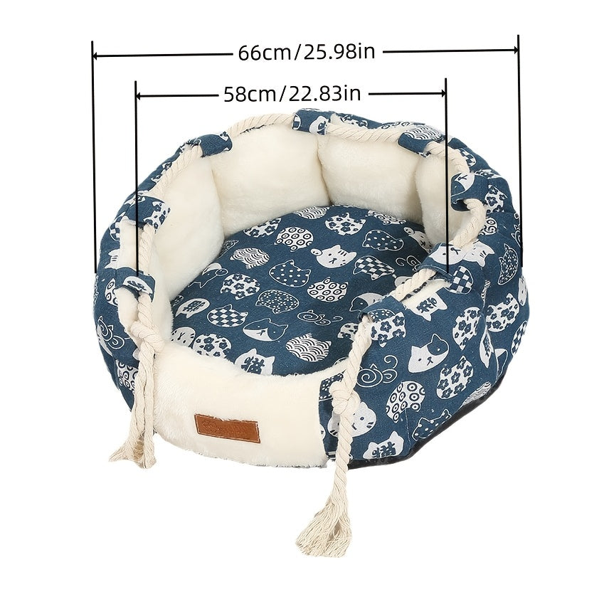 Polyester Pet Bed, Comfort Lounge Detachable & Washable 1pc Classic Style Pet Bed - Polyester Fiber, with Handle, for Cats and Dogs, Uncharged Comfort Lounge