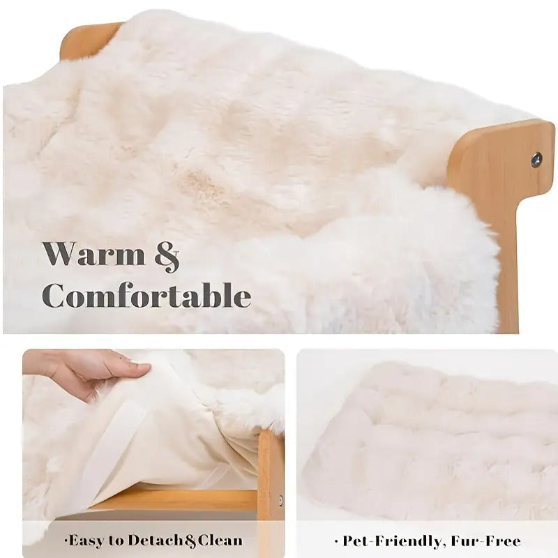 Raised Pet Couch, Made of Solid Wood, Ideal for Both for cats And Dogs, in Off-White Color (27.2\