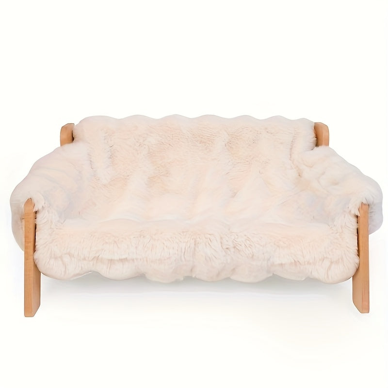 Raised Pet Couch, Made of Solid Wood, Ideal for Both for cats And Dogs, in Off-White Color (27.2\