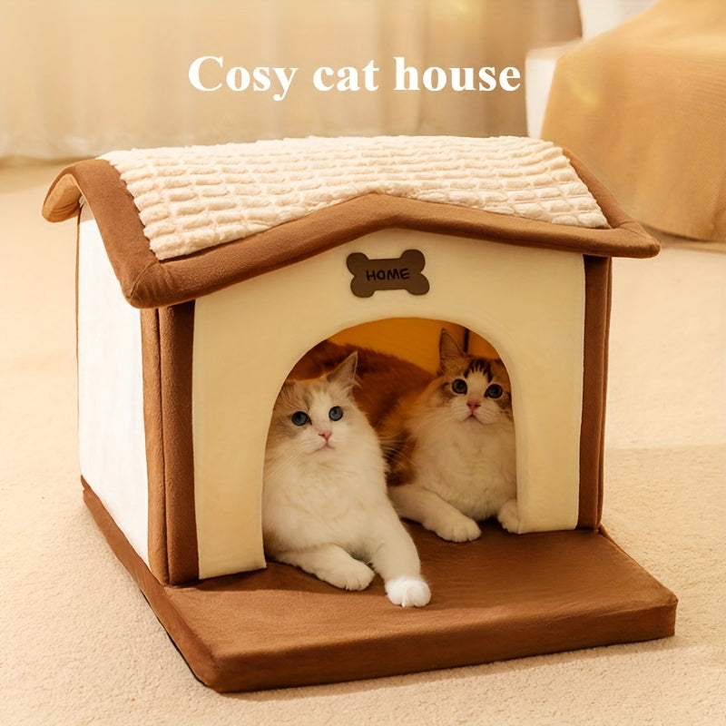 Cozy -Style Cat & Dog House with Roof - \u002FOutdoor Pet Villa Suitable for Cats and Small Dogs, No Assembly Required, Year-Round Shelter