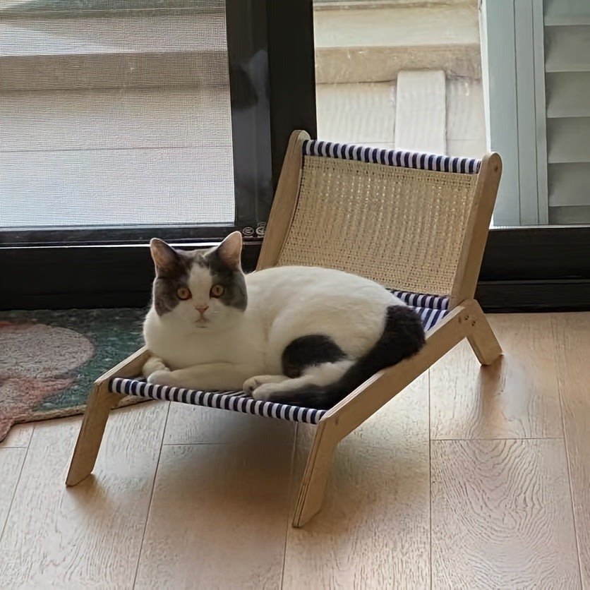 Seasonal Sisal Cat Hammock Bed - Pet Lounger with Scratching Post, Beach Chair Design for Cats, Durable and Comfortable Lounge Chair for Kittens - For Cats & Kittens - Perfect for Indoor & Outdoor Use - Ideal Gift for Cat Lovers