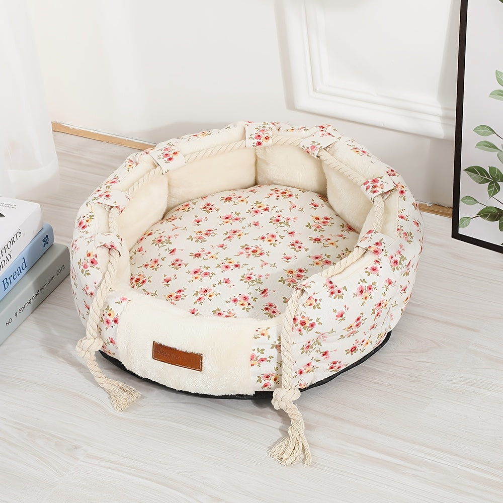 Polyester Pet Bed, Comfort Lounge Detachable & Washable 1pc Classic Style Pet Bed - Polyester Fiber, with Handle, for Cats and Dogs, Uncharged Comfort Lounge