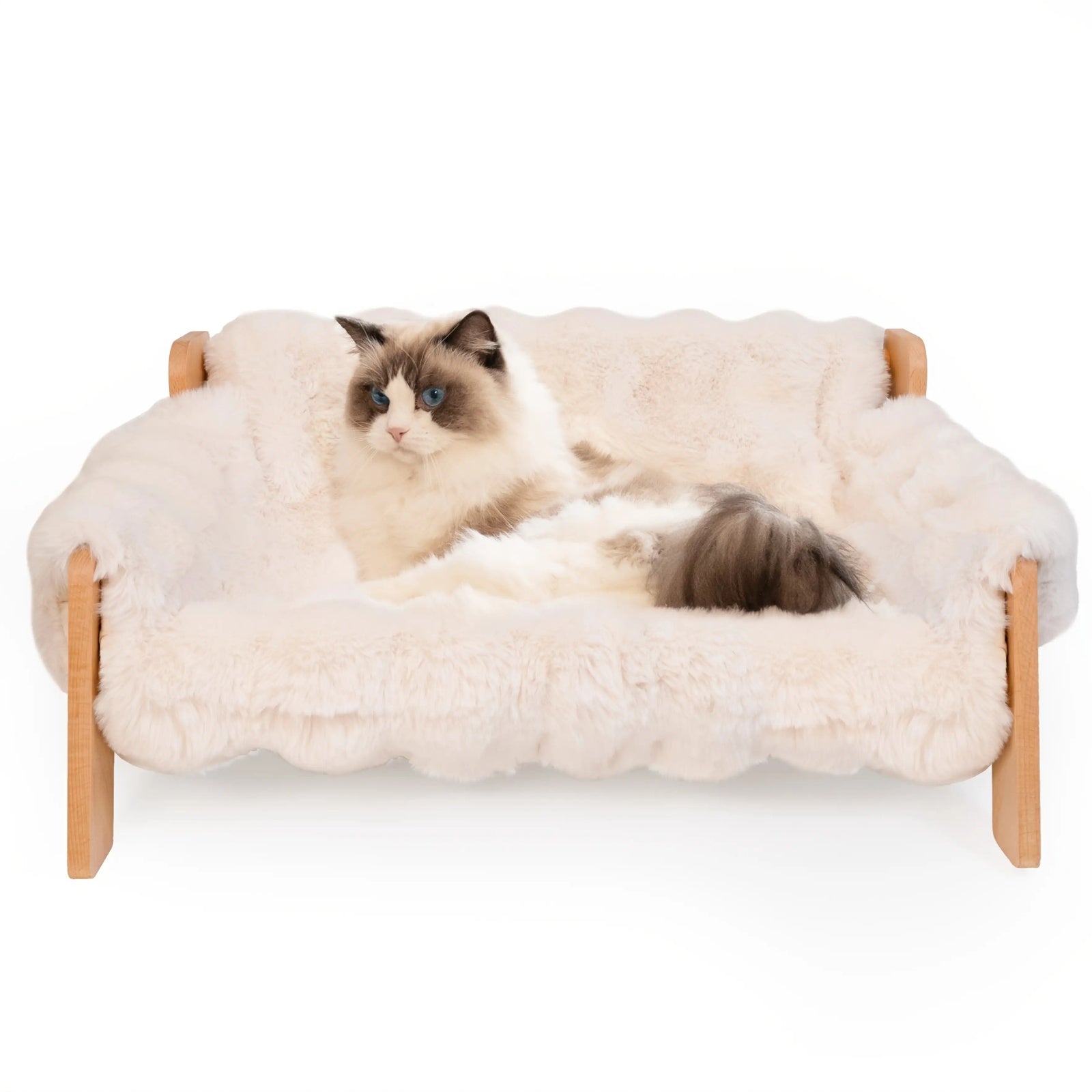Raised Pet Couch, Made of Solid Wood, Ideal for Both for cats And Dogs, in Off-White Color (27.2\