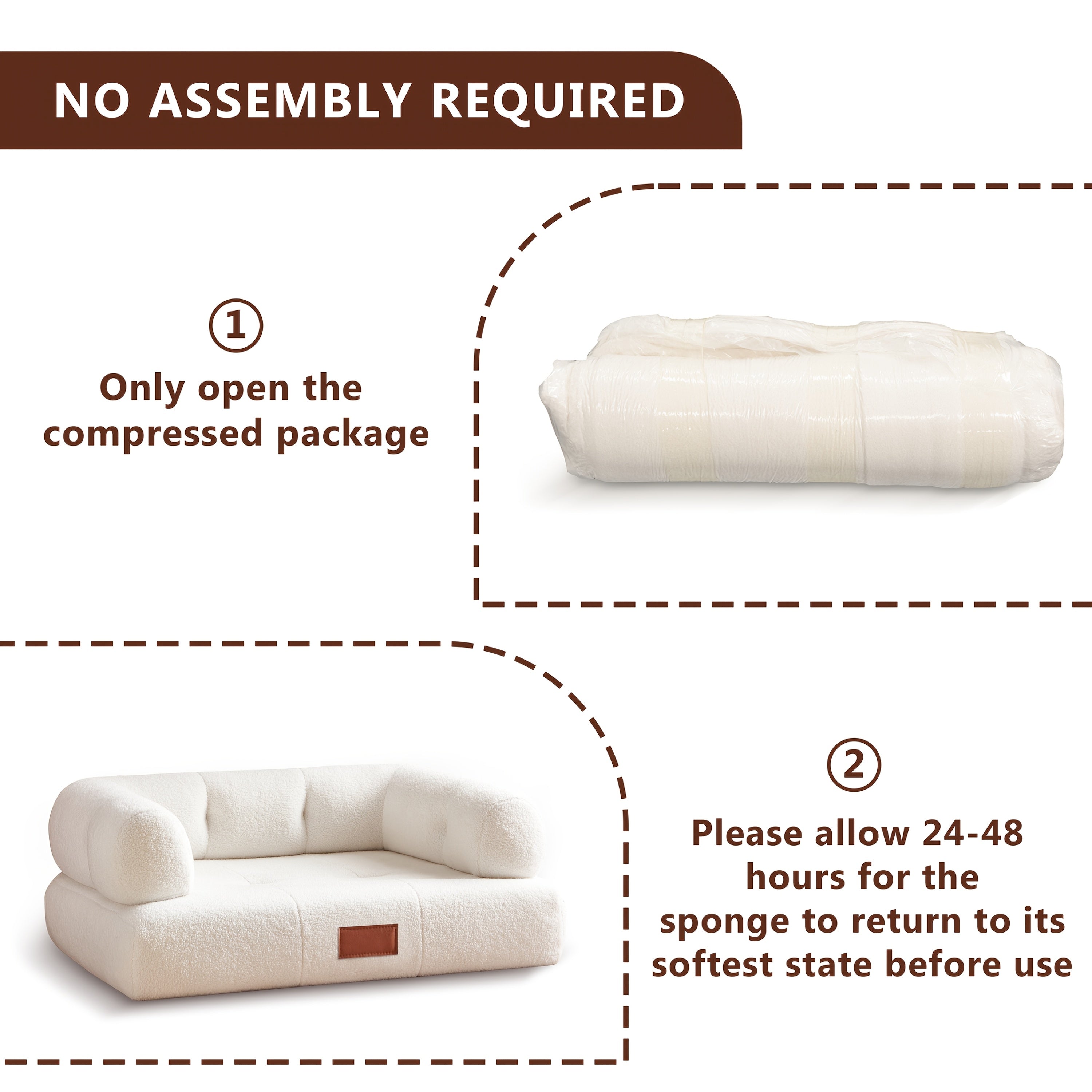 33.9-Inch Faux Pet Bed\u002FSofa with Leather Tag, Ideal for Cats And Dogs Weighing Up to 70 Pounds, Stylish White Cat Sofa Furniture, Perfect for Living Room And Bedroom