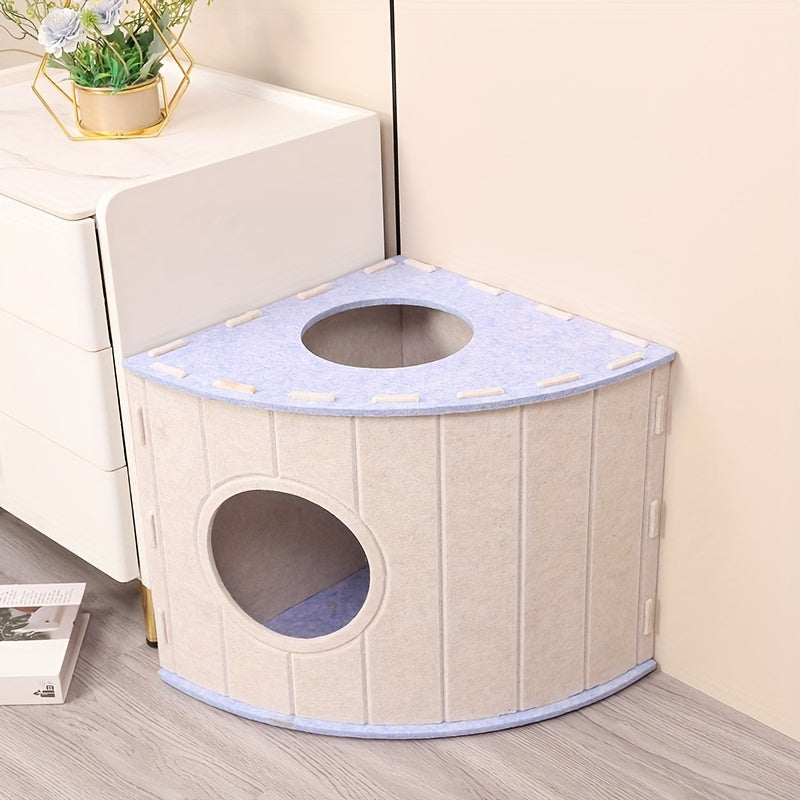 Foldable Felt Cat House, Indoor Cat Bed, Enclosed Tunnel Apartment, Scratch-Resistant, Large Pet Cat House, Assembly, Cat Scratching Board Cat Nest, Cat Tunnel, Suitable for Multi-Cat Households, Cat Hiding Spot, Cat House, Cat Den, Cat Bed