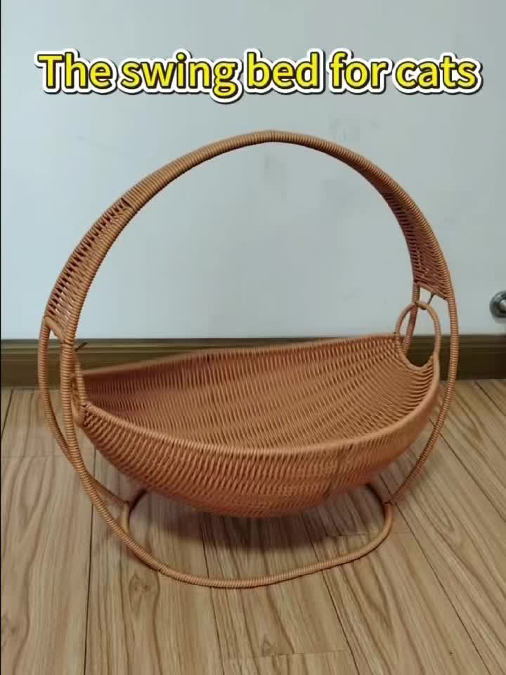 Large Handwoven Household Cat Hammock, Easy to Assemble, Hand-knitted Cat Basket Bed, Cat Swing Bed, Cat Sleeping Bed, Durable and Comfortable Indoor Pet Bed, Stylish Home Decor, Hammock with Stand, Suitable for Cats, Dogs, and Other Small