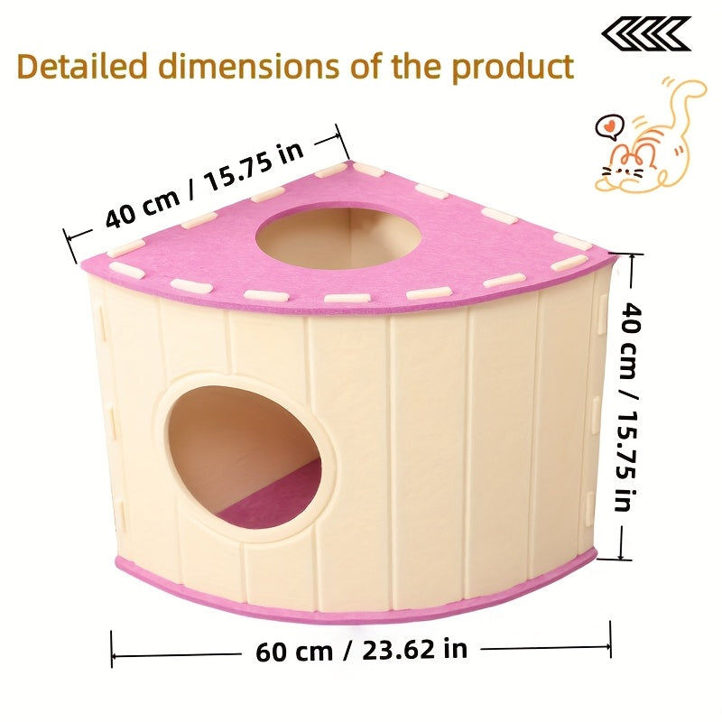 Foldable Felt Cat House, Indoor Cat Bed, Enclosed Tunnel Apartment, Scratch-Resistant, Large Pet Cat House, Assembly, Cat Scratching Board Cat Nest, Cat Tunnel, Suitable for Multi-Cat Households, Cat Hiding Spot, Cat House, Cat Den, Cat Bed