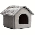 Cozy Pet Sleeping House, Warm Cave-Style Bed for Puppies And Cats, Light Grey Winter Nest for Cats, Suitable for All Seasons, Enclosed Kitten Bed with Removable Additions