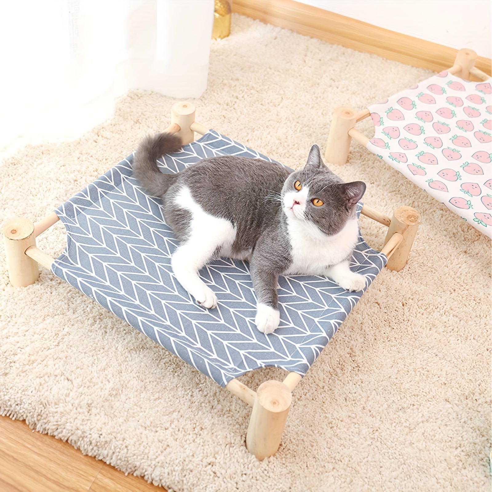 Cat Bed Dog\u002FPet Hammock Bed, Free-Standing Cat Sleeping Cat Supplies, All Seasons  Moisture-Proof Cat Hammock, Pet Supplies, Whole Wash Stable & Round Mesh Soft Breathable Easy Assembly Mesh Fabric Pet Cat Trampoline Indoors Outdoors