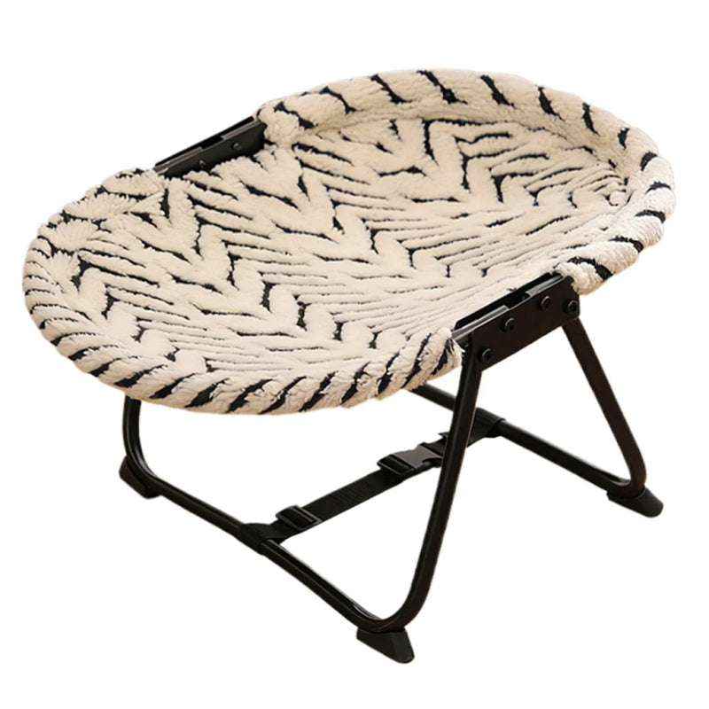 Elevated Pet Bed for Cats& Small Dogs, Foldable Raised Cat Cot with Washable Plush& Mesh Fabric, All-Season Breathable Pet Hammock Bed, Moisture-Proof Pet Sofa with Stable Metal Frame, 2 Colors Available