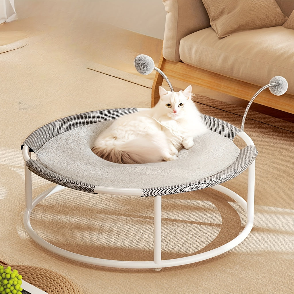 Cat Bed Dog\u002FPet Hammock Bed, Free-Standing Cat Sleeping Cat Supplies, All Seasons  Moisture-Proof Cat Hammock, Pet Supplies, Whole Wash Stable & Round Mesh Soft Breathable Easy Assembly Mesh Fabric Pet Cat Trampoline Indoors Outdoors