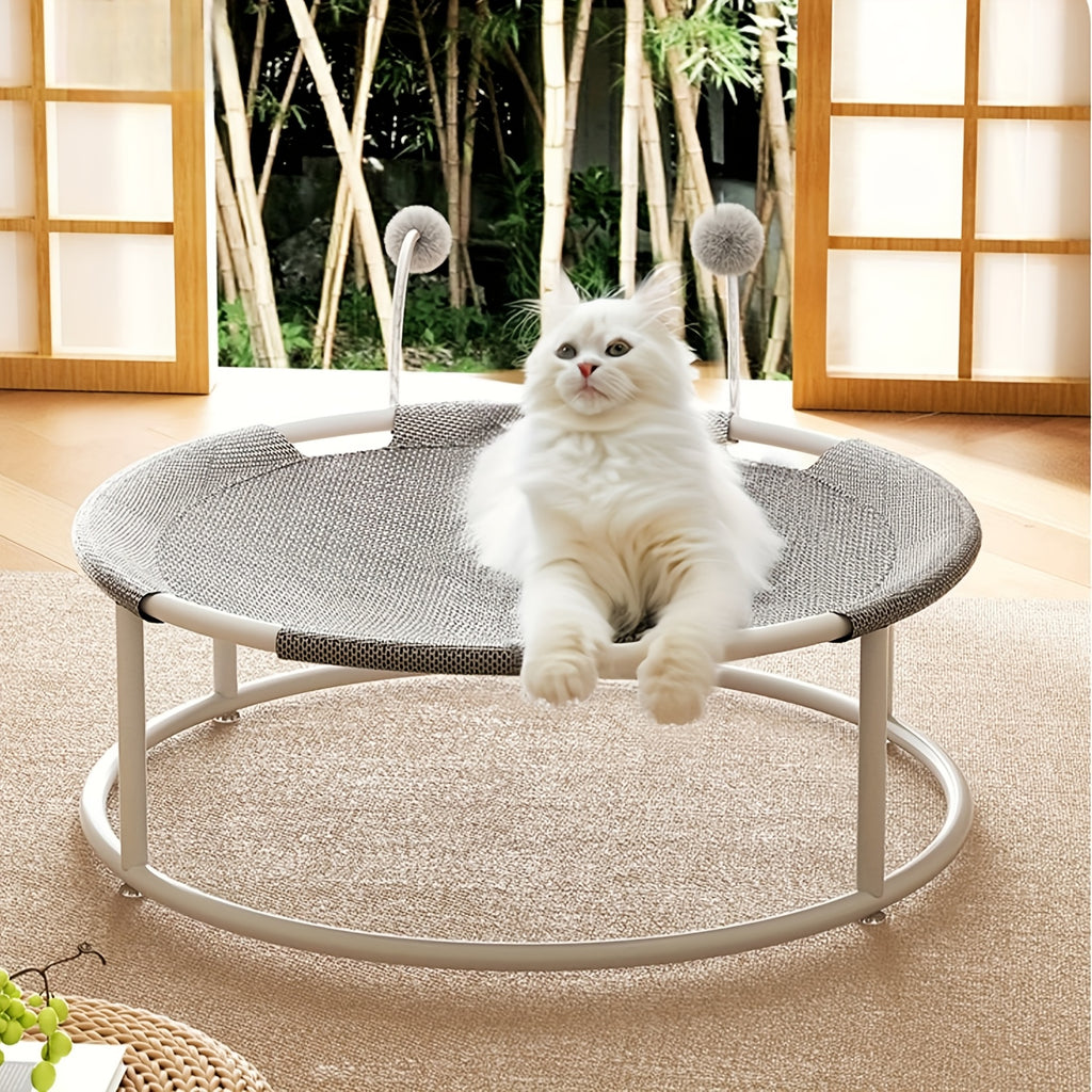 Cat Bed Dog\u002FPet Hammock Bed, Free-Standing Cat Sleeping Cat Supplies, All Seasons  Moisture-Proof Cat Hammock, Pet Supplies, Whole Wash Stable & Round Mesh Soft Breathable Easy Assembly Mesh Fabric Pet Cat Trampoline Indoors Outdoors