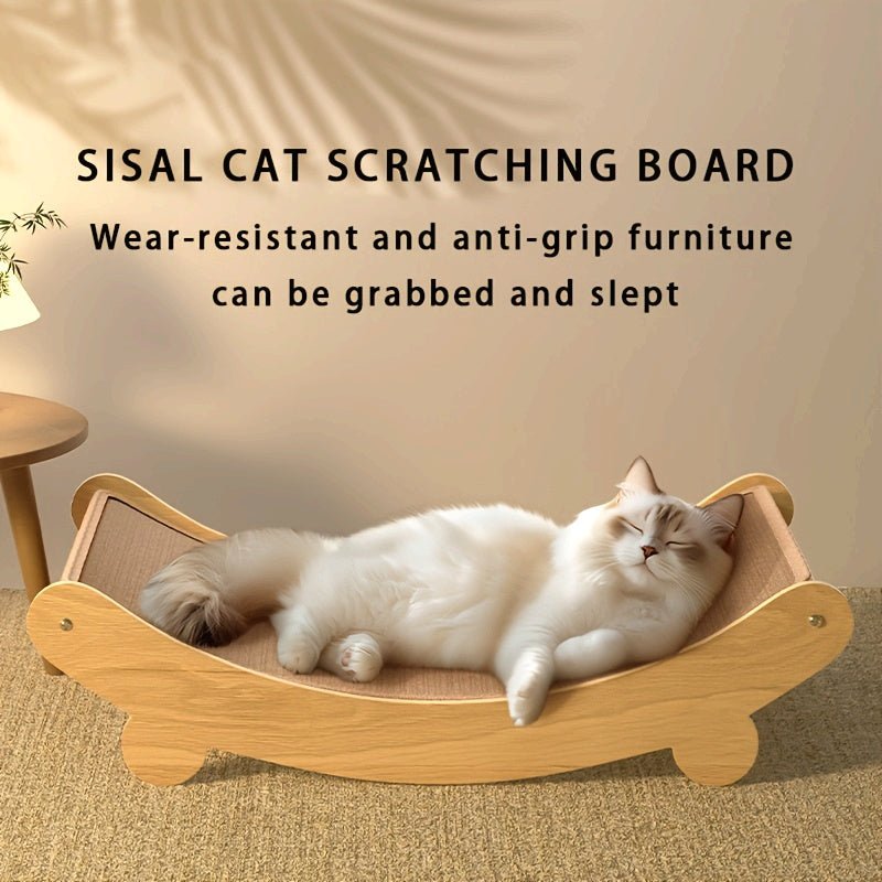 2-In-1 Cat Hammock And Scratching Board - a Dual-Purpose Cat Bed And Scratching Pad, Made of Durable Scratch-Resistant Materials, Space-Saving Design Suitable for Indoor And Outdoor Use - Pet Furniture for All Seasons