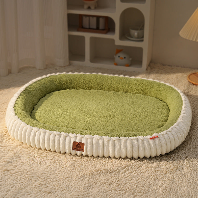 Autumn and Winter Oval Fresh Color Pet Bed Removable Washable Dog Bed Cat Bed Home Comfortable Pet Supplies